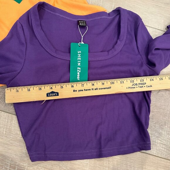 SHEIN WOMENS LONG SLEEVE SHIRTS NEW PURPLE AND YELLOW XS - Picture 4 of 7